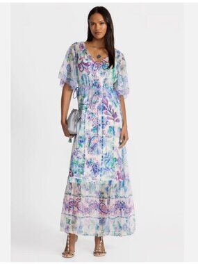 Johnny Was Annamarie Flutter Floral Printed Maxi Dress